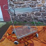 Chrome-plated metal serving cart, 1970s