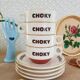 Ensemble de 4 tasses et 4 sous-tasses chocolat Choky bistrot publicitaire - vintage