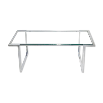 Vintage aluminum and glass coffee table