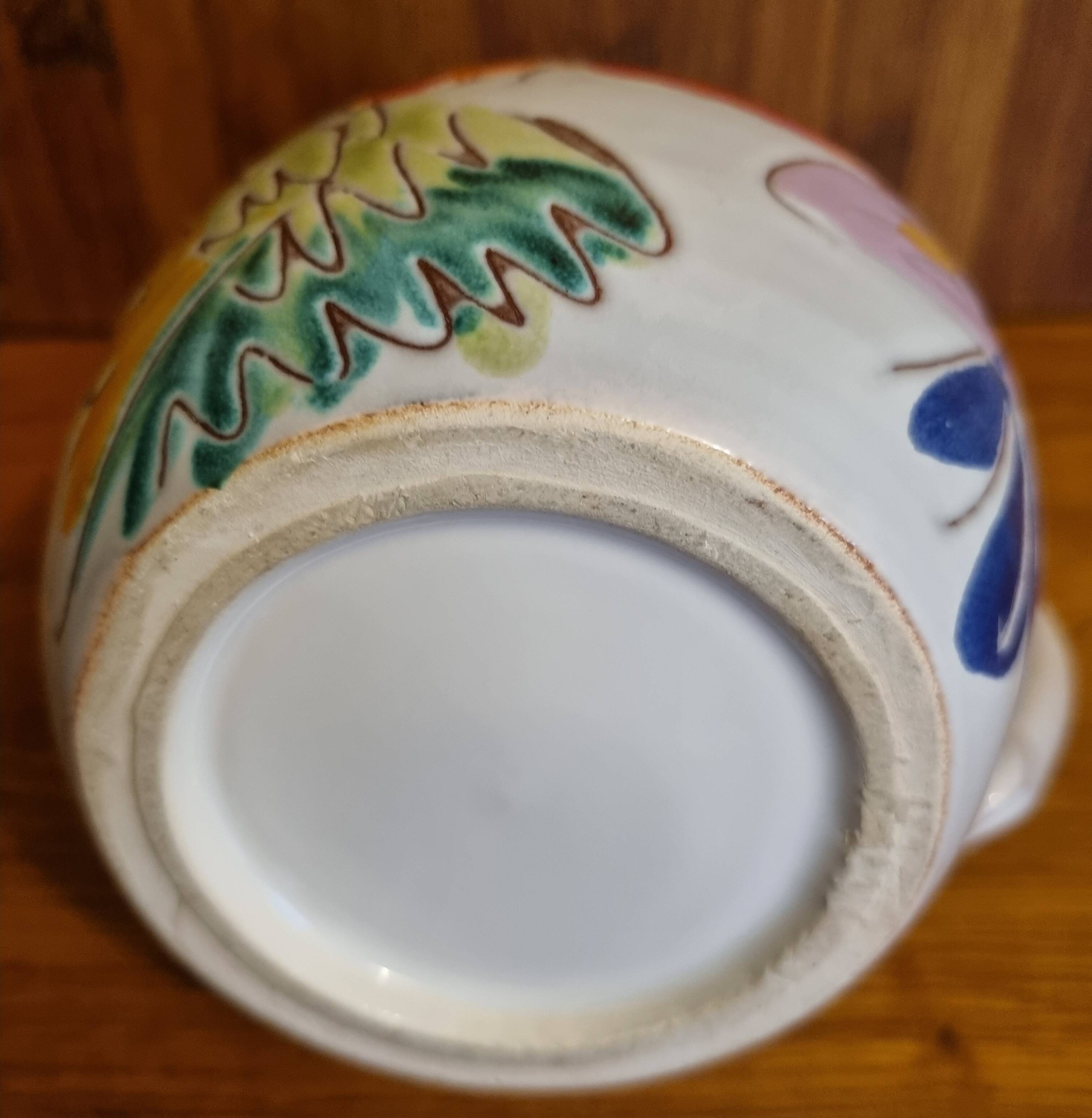 Vintage 50 cl Vallauris ceramic pitcher handmade with floral decor