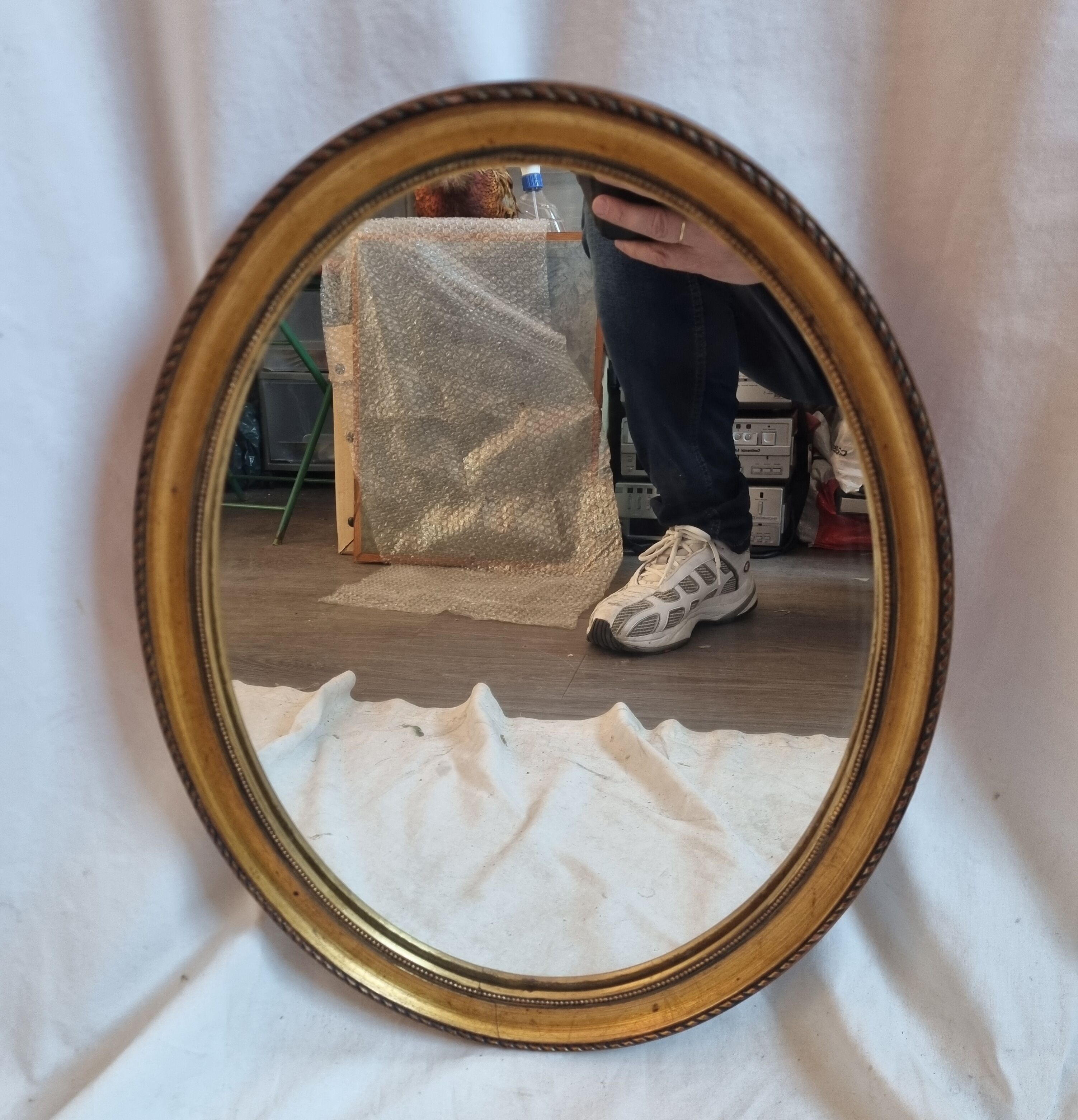 Oval mirror gilded wood, 44x34 cm