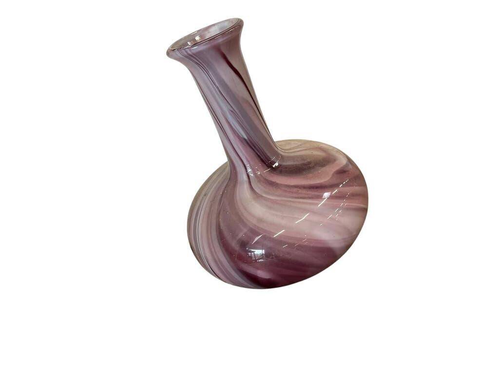 Vintage swirling glass vase with marble effect / Murano style
