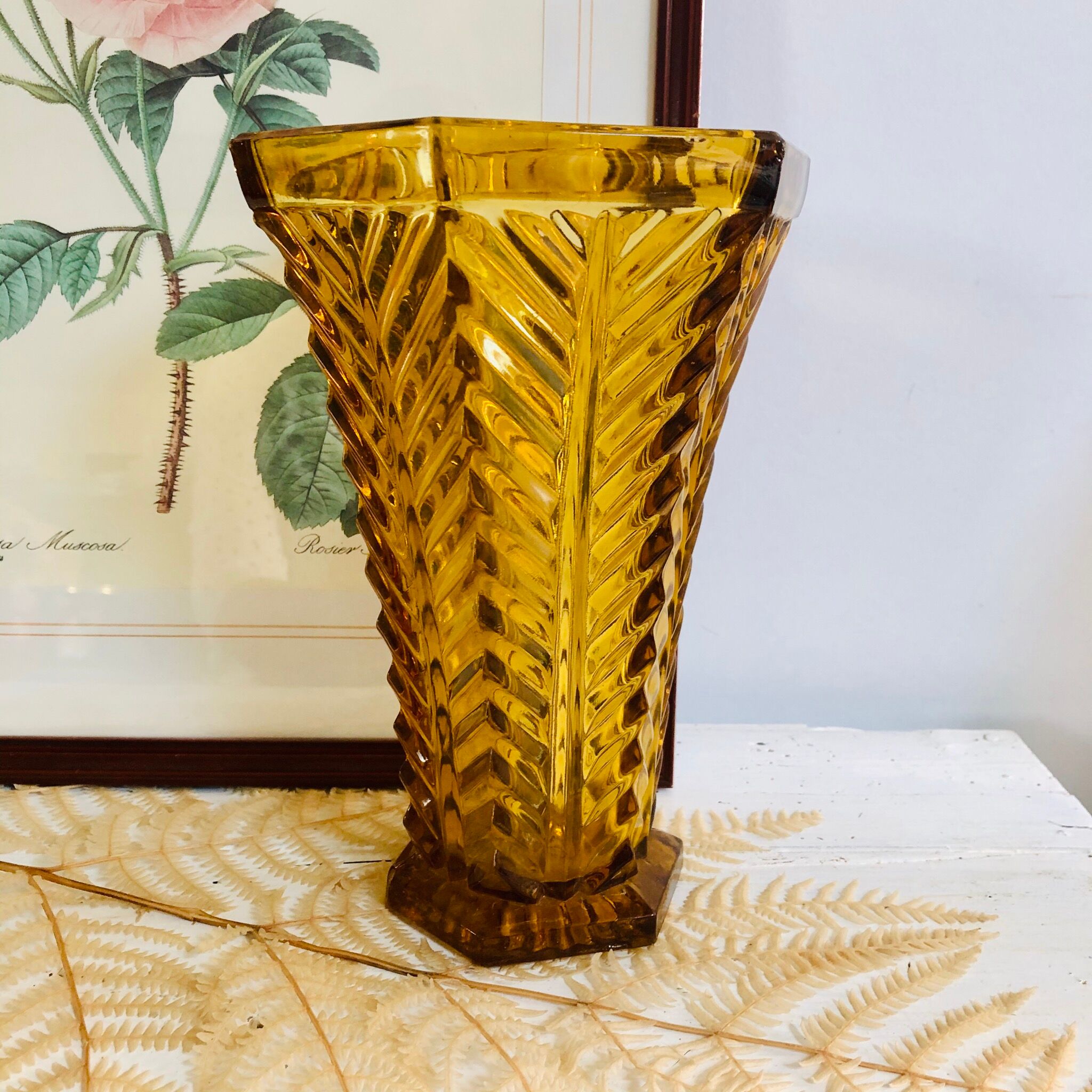 Amber glass vase