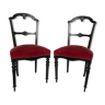 Paire de chaises Napoléon III bois noirci et velours rouge