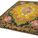 Handwoven Vintage Flatweave Black Kilim 208 cm x 330 cm - 23429