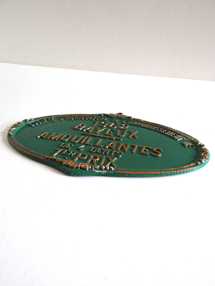 Plaque agricole ancienne verte années 60