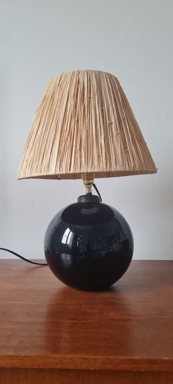 Black glass ball lamp art deco 1930