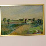 Original Swedish Mid-Century Oil On Board Painting" "Löderup, Skåne " by Acke Fornander