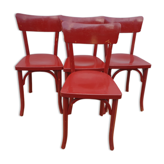 4 red chairs bistro Baumann