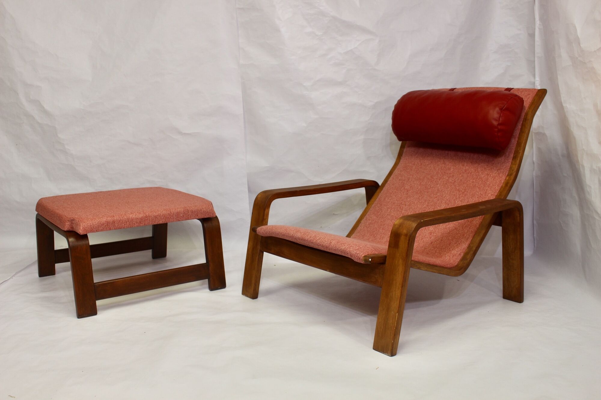 Pulkka chair and ottoman by Ilmari Lappalainen for Asko, 1963