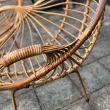Chaises italiennes modernes en rotin et métal du milieu du siècle
