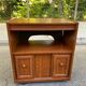 Vintage TV/Hi-Fi Unit on Wheels in Walnut Style, made in France 1970.