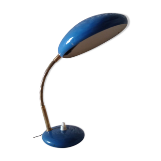 Lampe de bureau en métal bleue italienne 1960