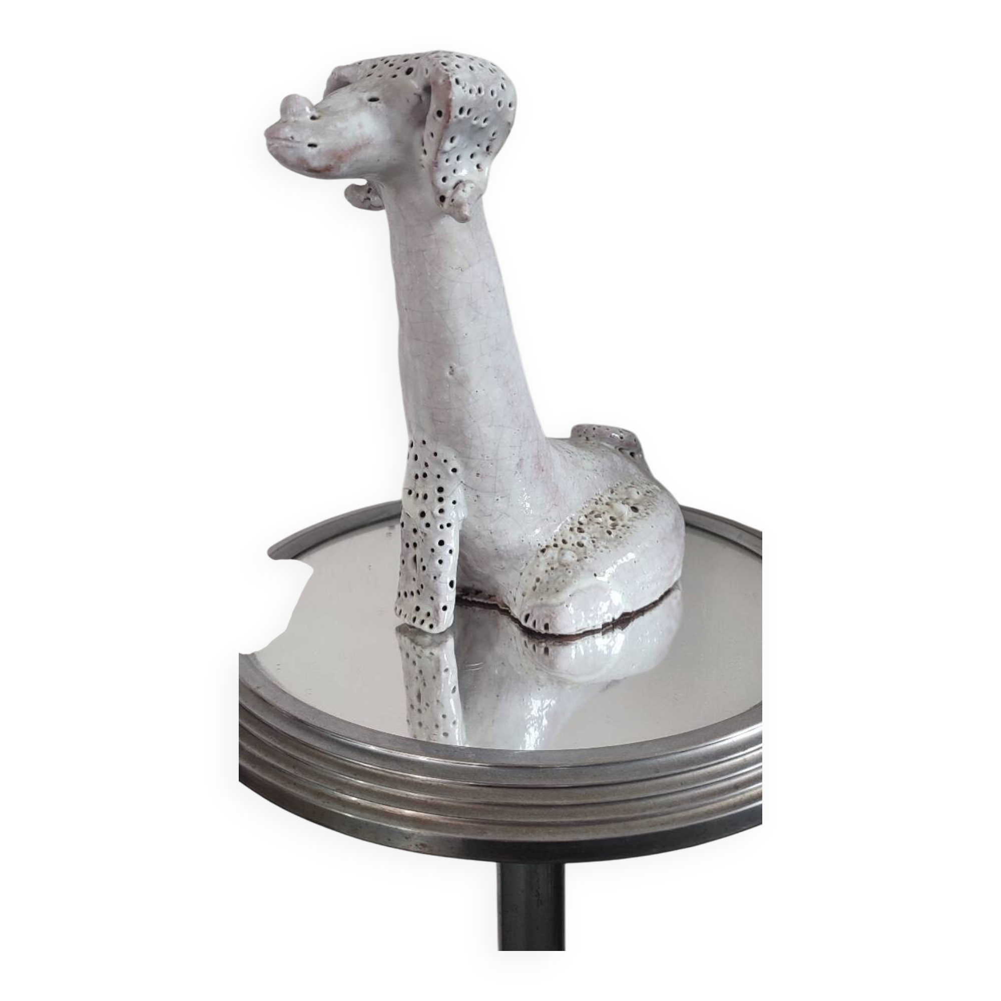Antique zoomorphic sculpture in glazed terracotta