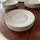 Lot of six soup plates, old, crockery, white, gilded