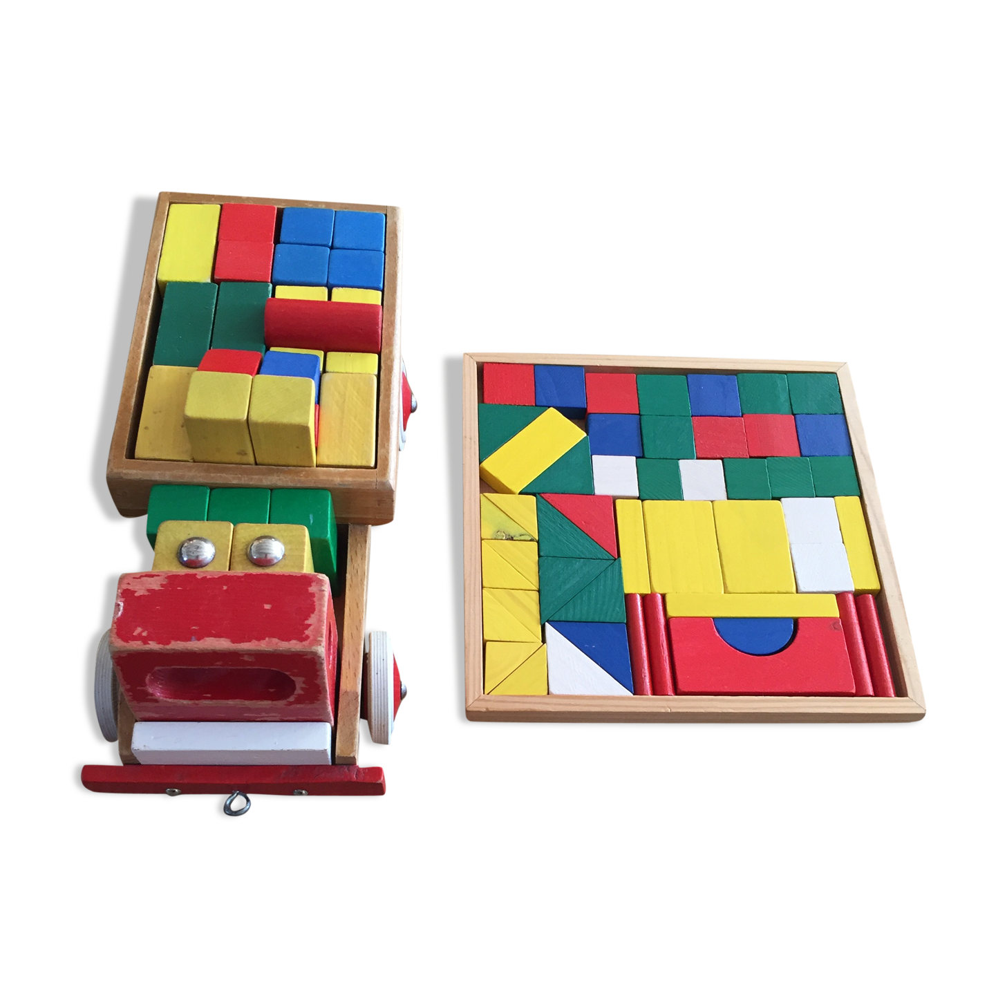 Vintage wooden educational games (truck & tablet)