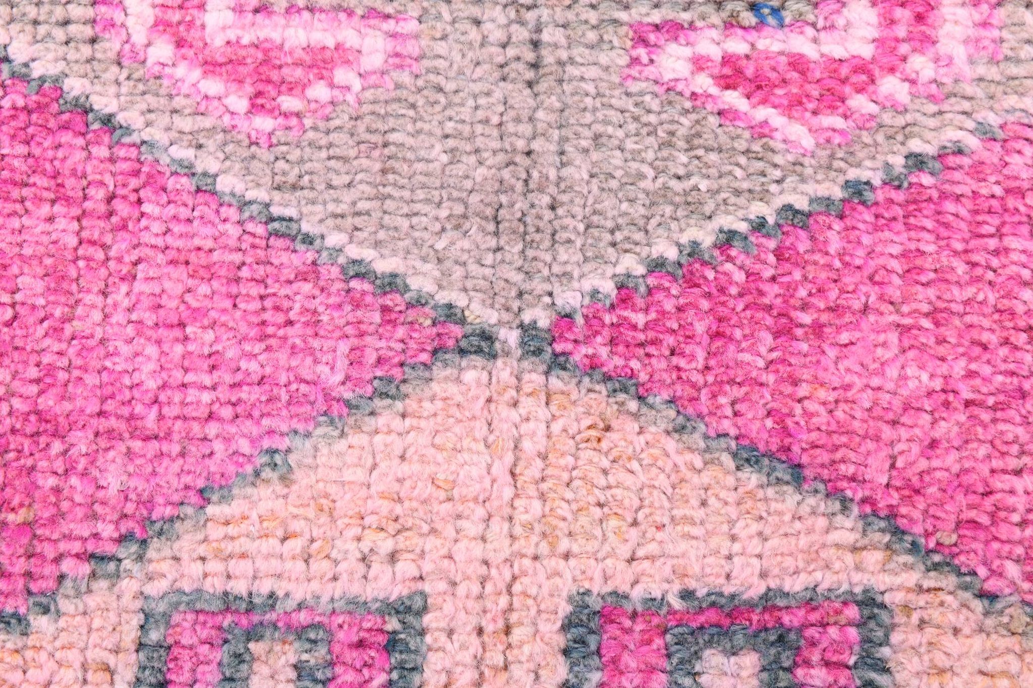 Tapis de couloir oriental Oushak rose saumon, 96 x 318 cm