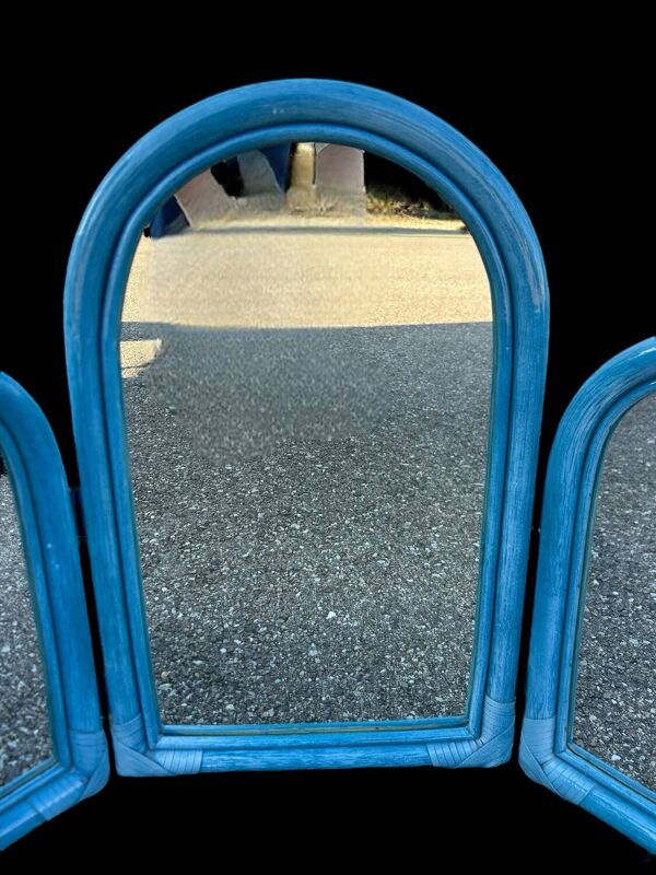 Miroir triptyque en osier