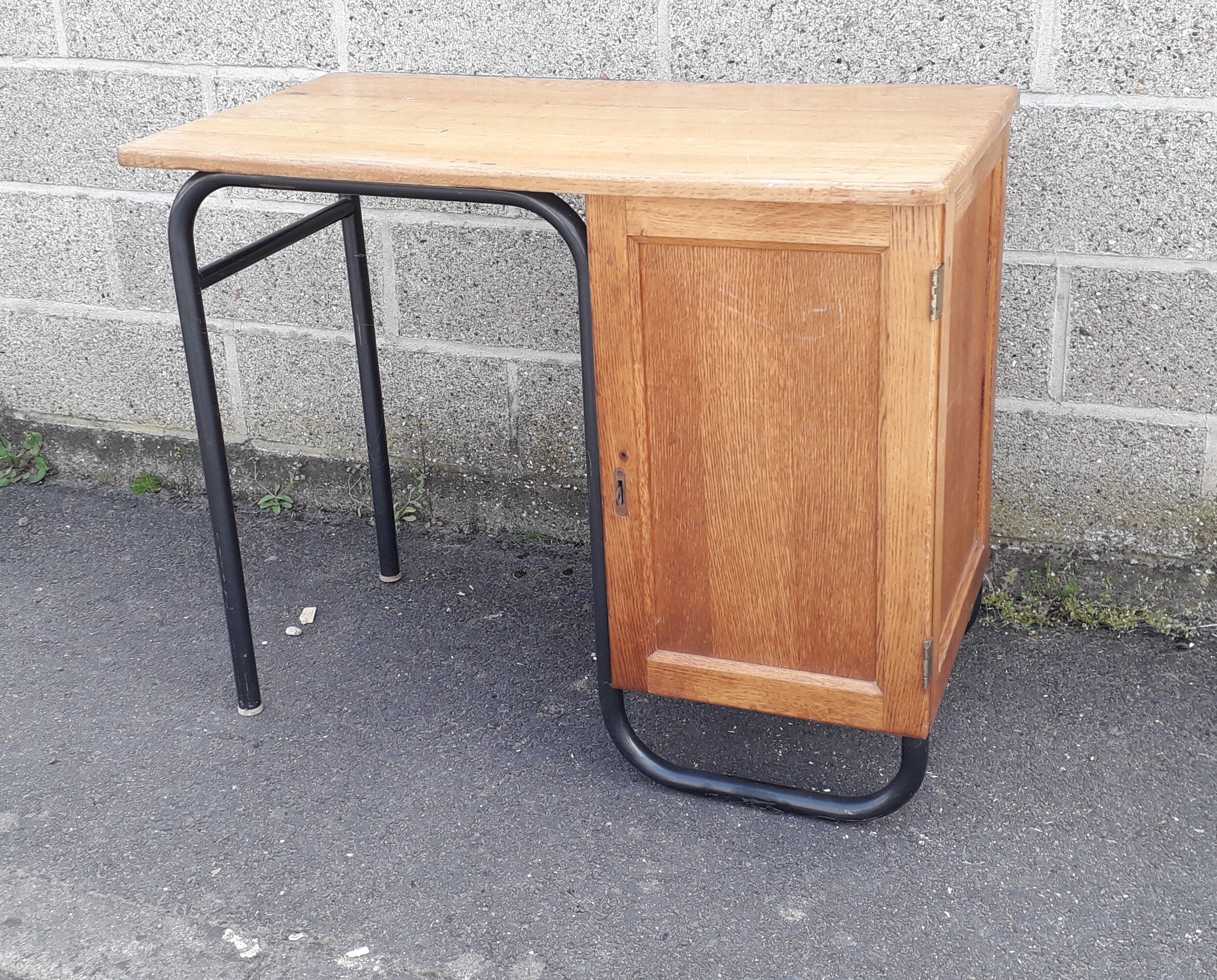 Boarding school desk, vintage, base metal