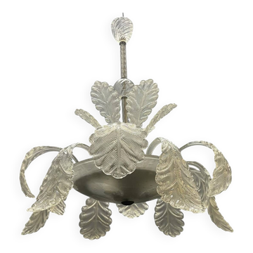 Large Murano Glass Leaf Chandelier attributed to Barovier & Toso, Ital