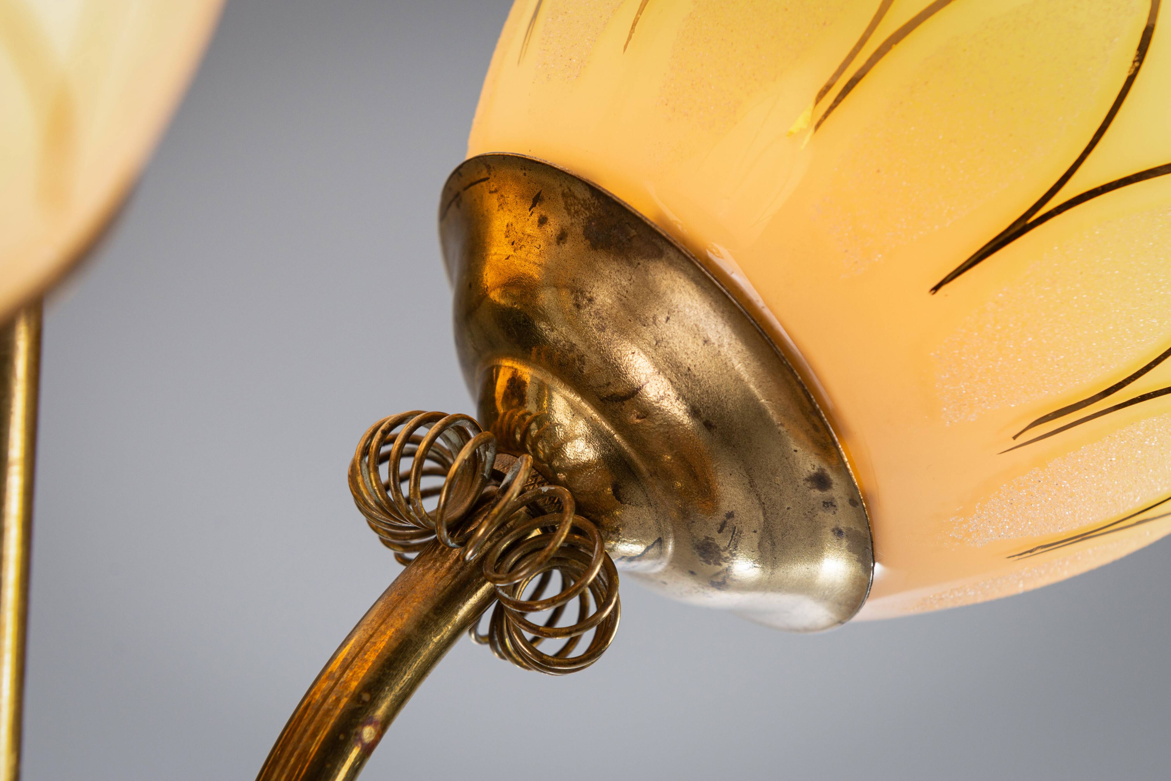Itsu ER 1503/3 decorated chandelier with three shades, Finland, 1940s