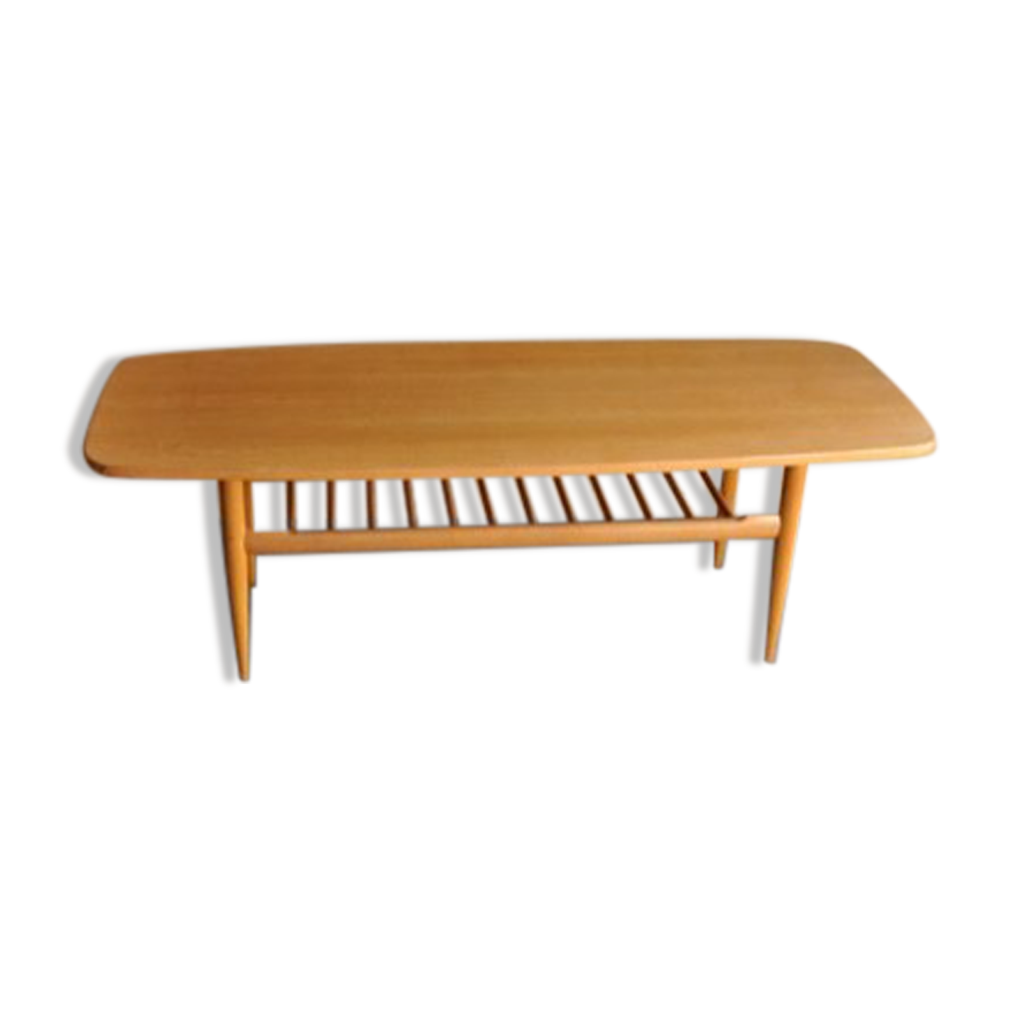 Beech coffee table with magazine rack, 1970s