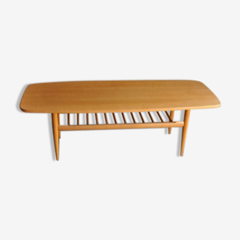 Beech coffee table with magazine rack, 1970s