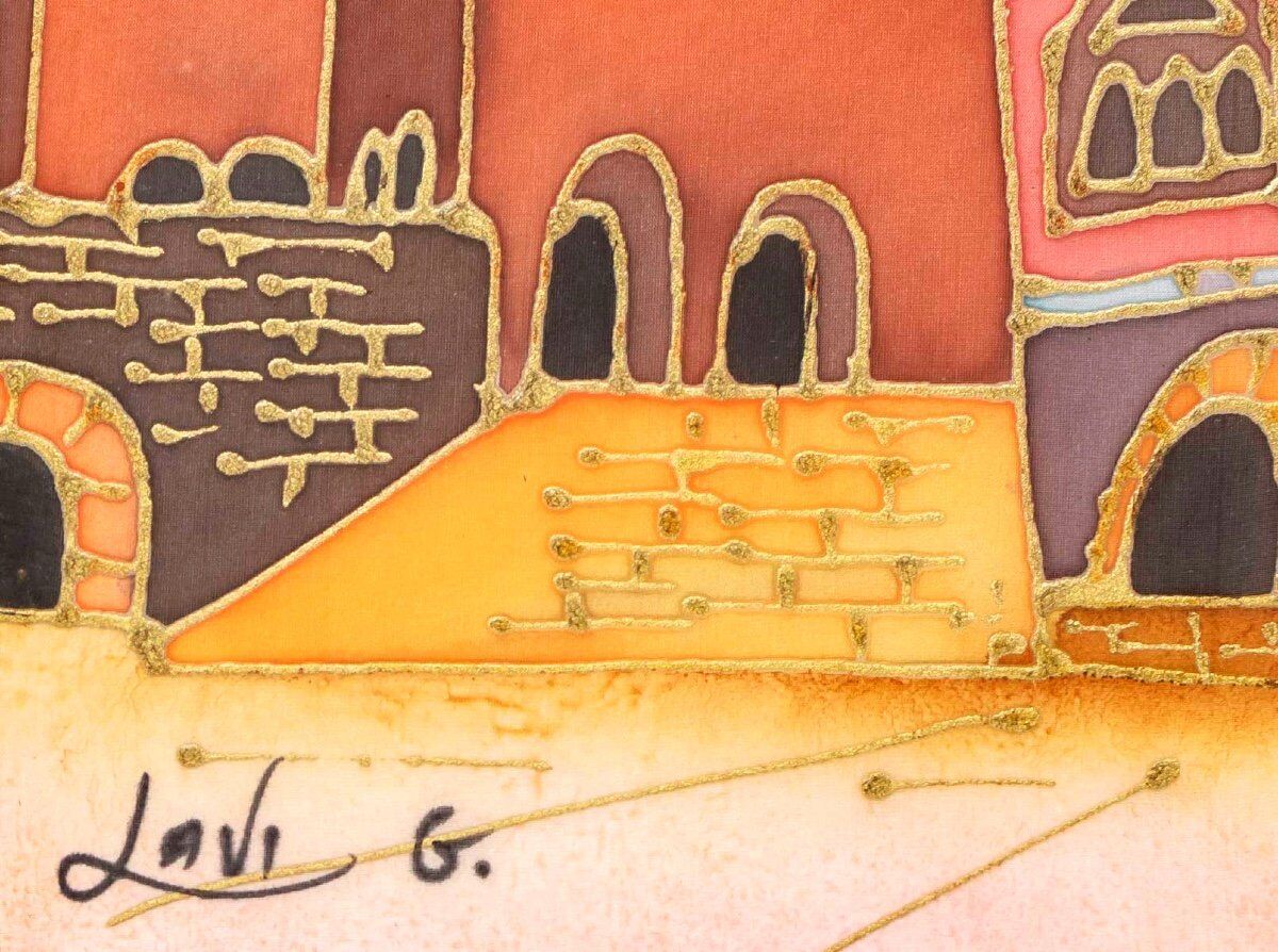 Orientalist painting lavi group israel – desert oasis - epoch: xxth century