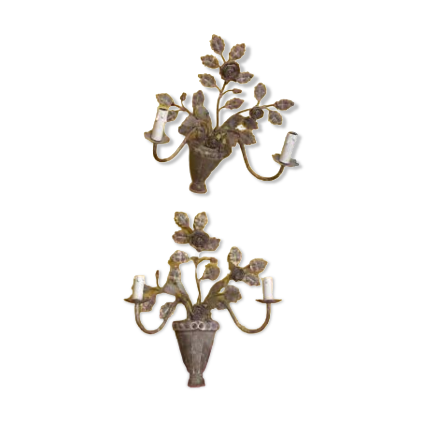 Set of two wrought iron wall sconces
