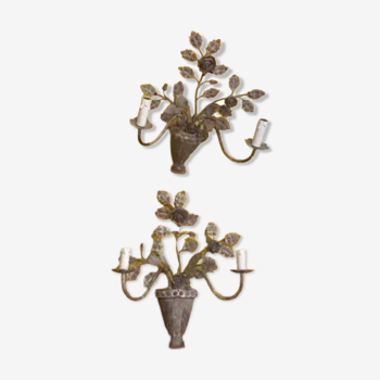 Set of two wrought iron wall sconces