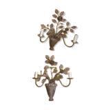 Set of two wrought iron wall sconces