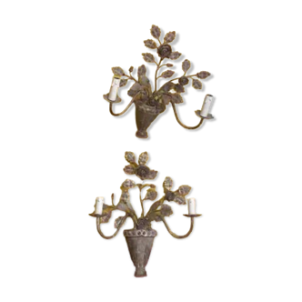 Set of two wrought iron wall sconces