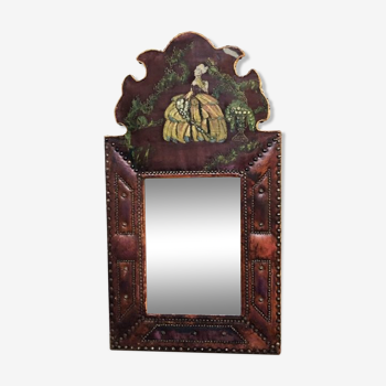 Leather and silk mirror