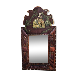 Miroir cuir et soie