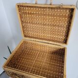 Large suitcase made of bamboo and wicker slats