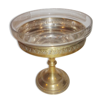 Old golden metal fruit cup