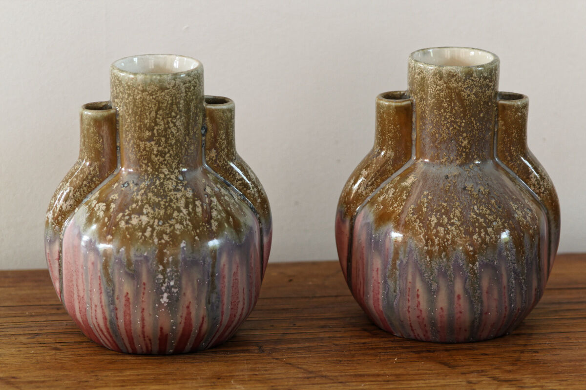 Pair of earthenware art deco vases