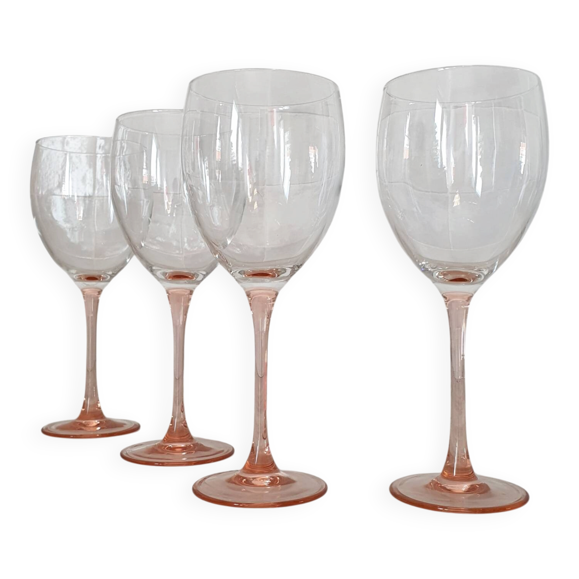 4 Verres à Eau ou Vin / verre à pied Rose