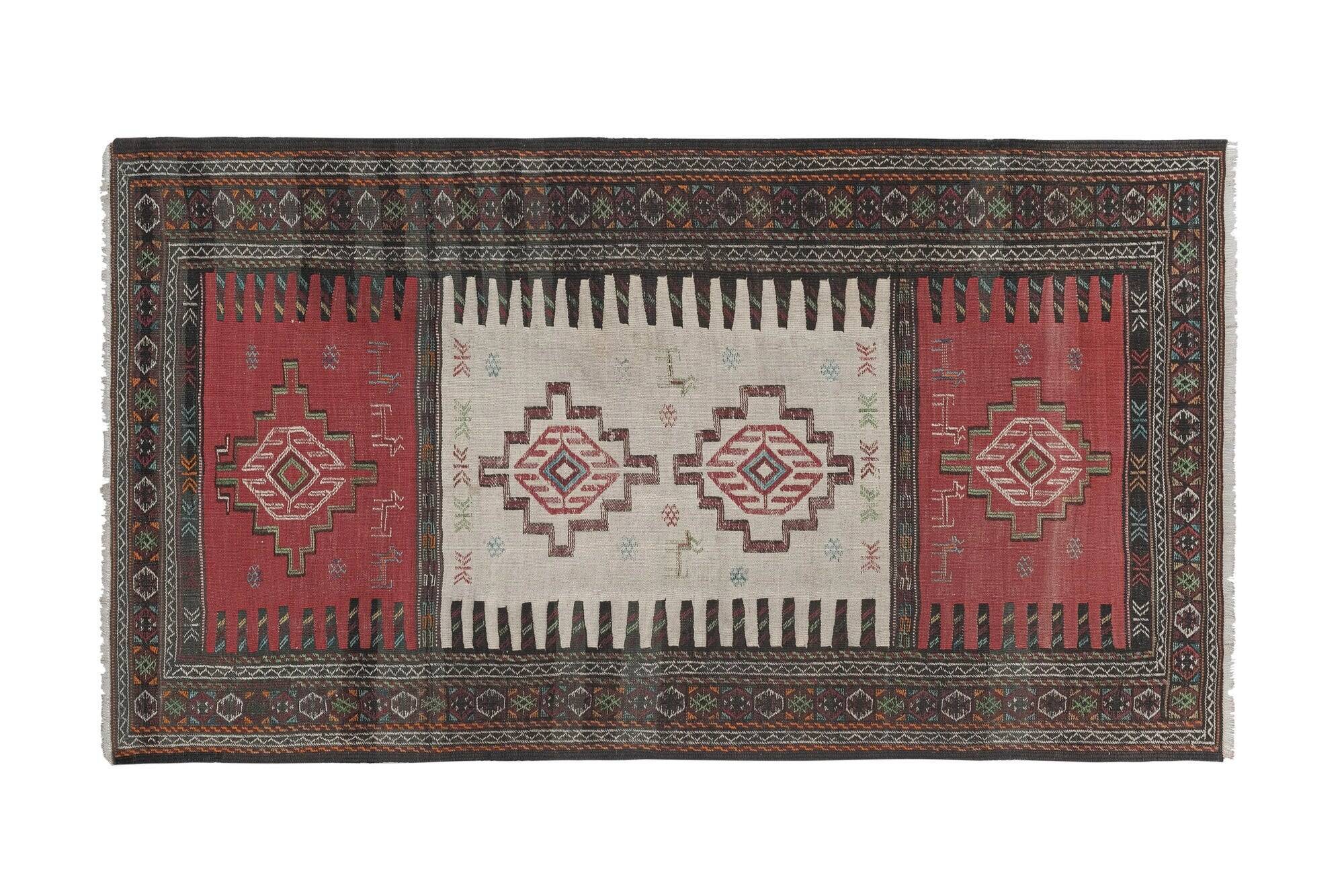 Vintage Turkish kilim handwoven 107x185 cm