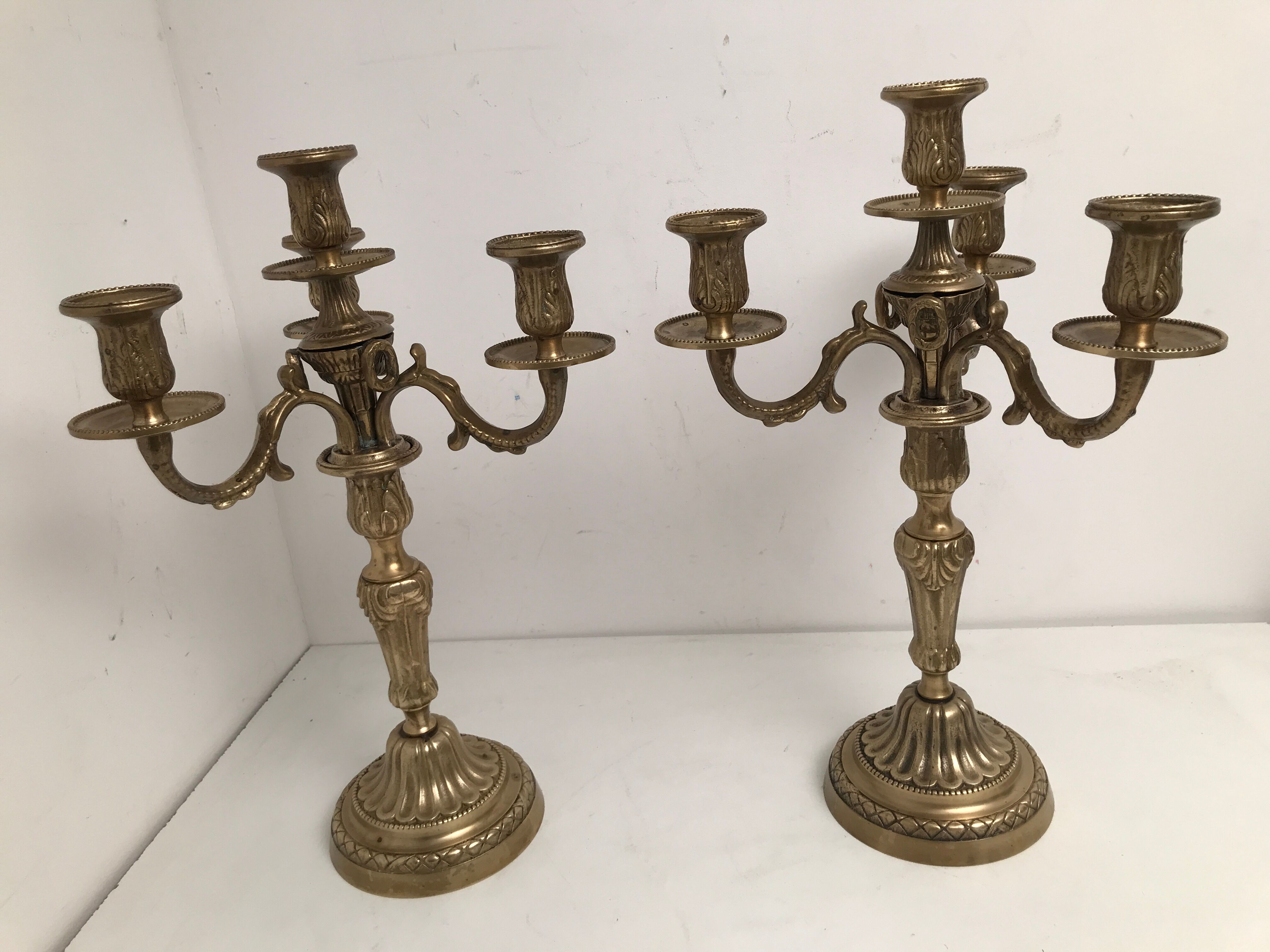 Brass candle holders 3 branches 4 fires
