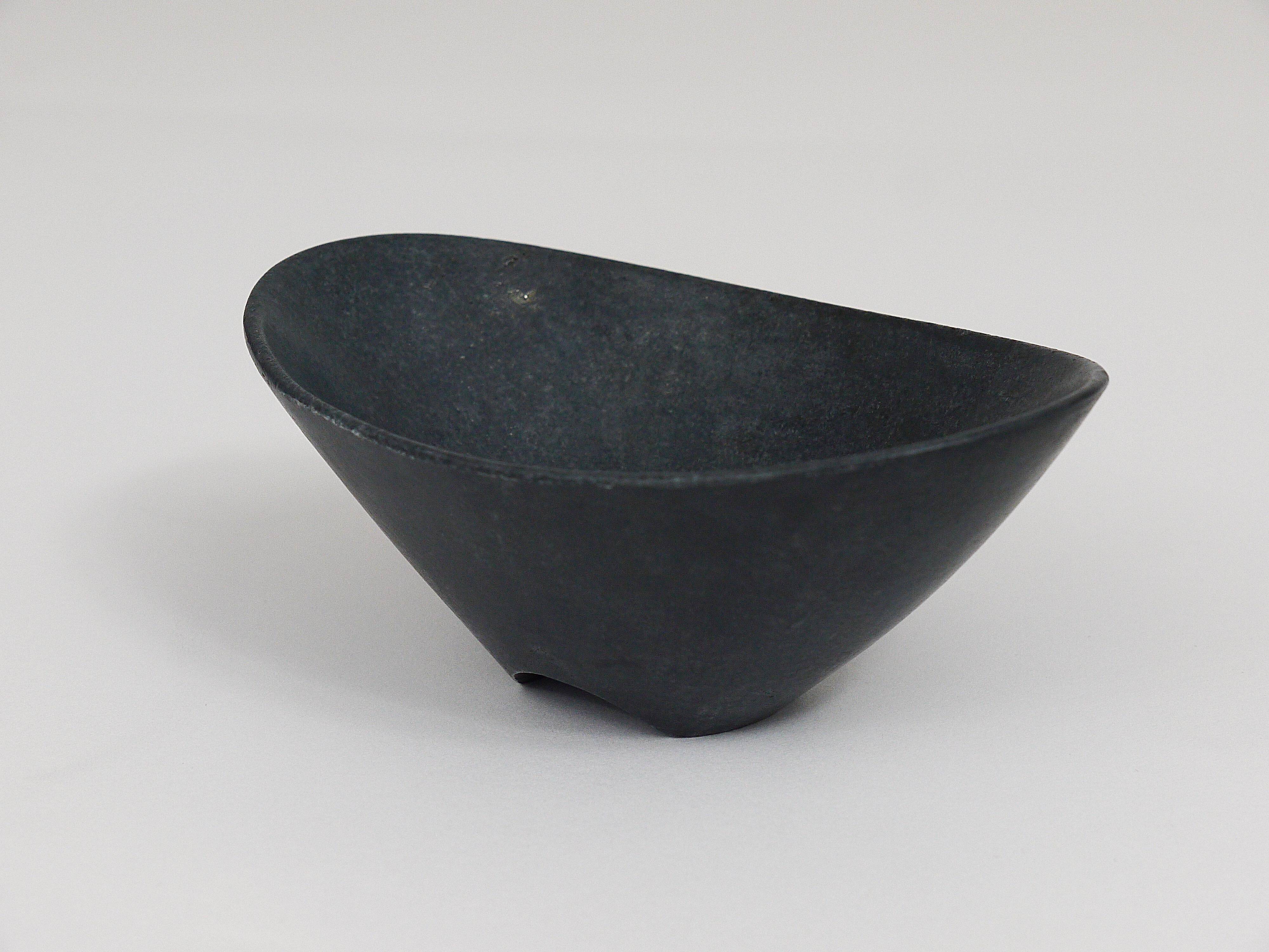 Black cast iron bowl from the mid-century or ashtray, Austria, 1950s.