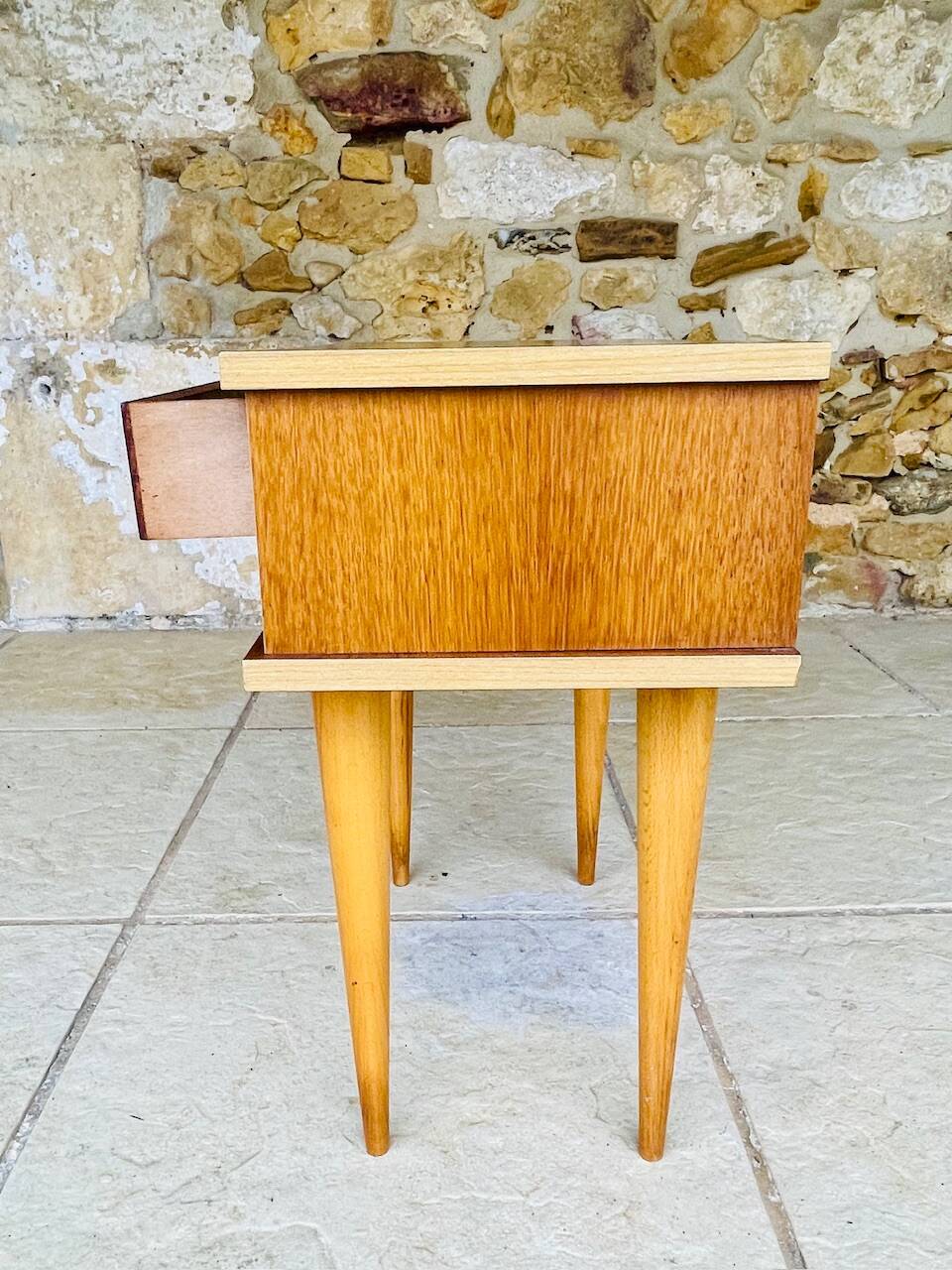Vintage Scandinavian-style oak bedside table, circa 1960s/1970s