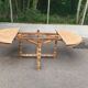 Round extendable farmhouse dining table, stripped, Louis XIII style from the 1960s.