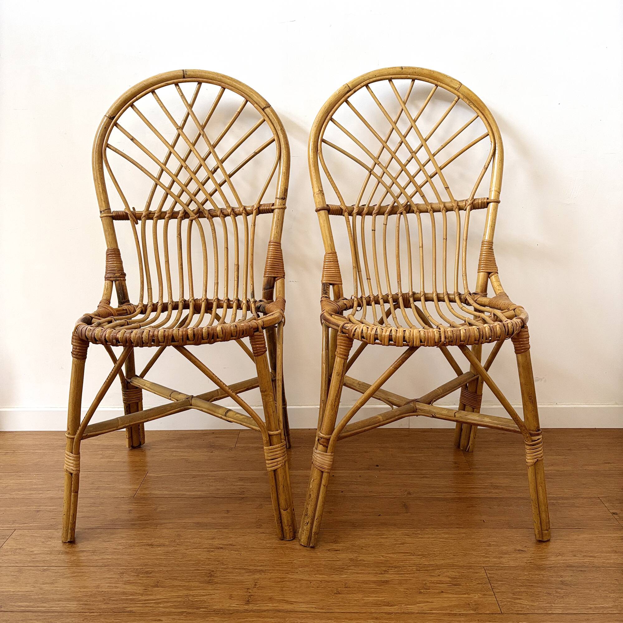Pair of vintage 1960s rattan chairs