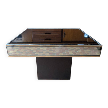 Table basse vintage carrée cidue – italie, 1970 (style willy rizzo)