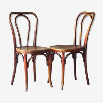 Pair of chairs fischel bistrot sitting wood 1930