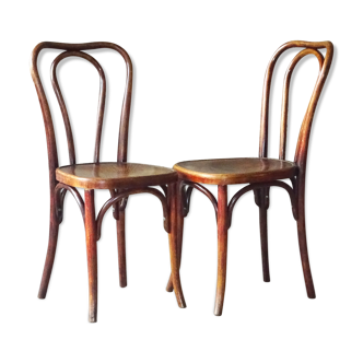 Pair of chairs fischel bistrot sitting wood 1930