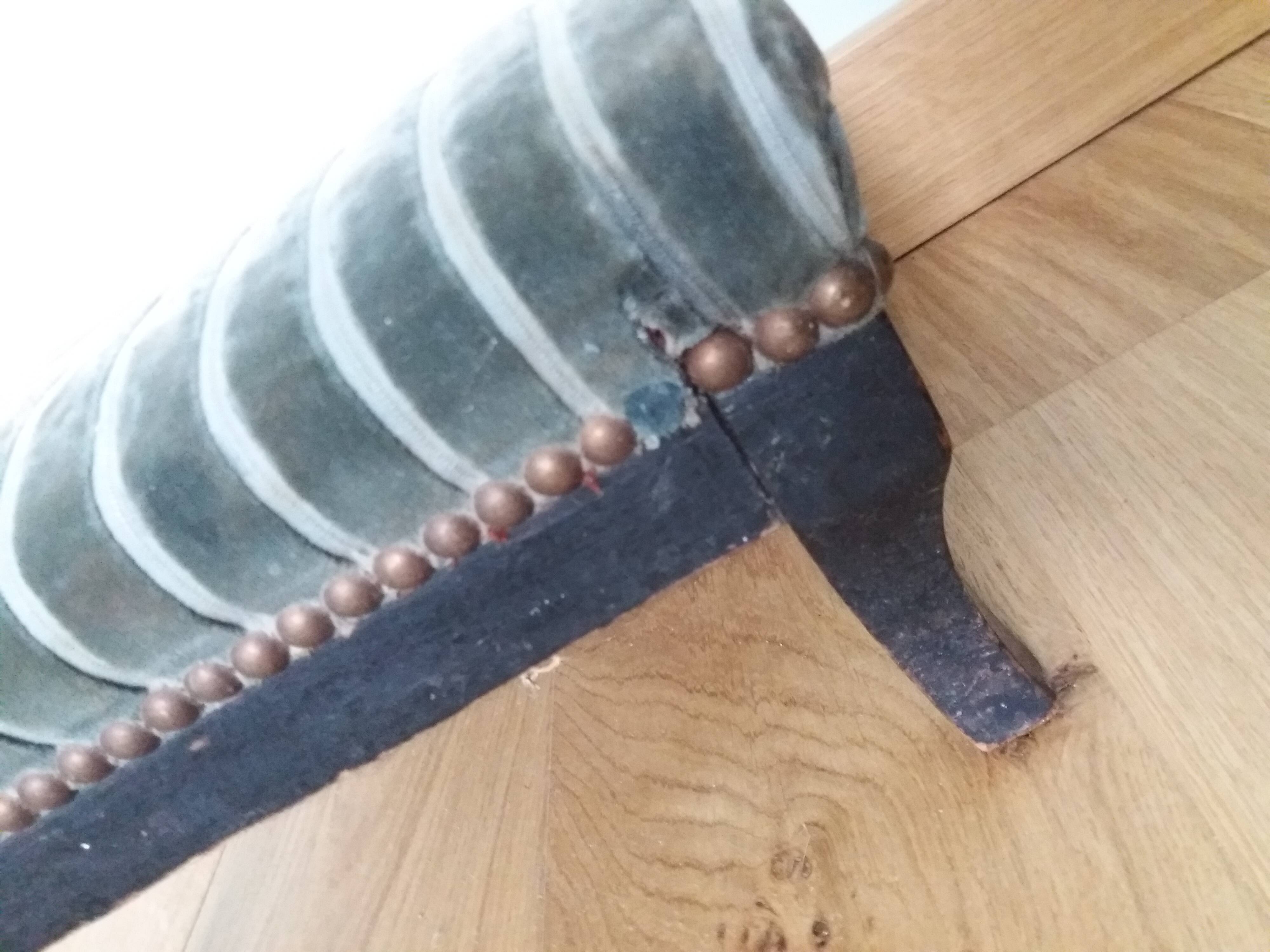 Wooden and velvet footrest