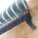 Wooden and velvet footrest