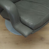 Grey leather swivel armchair, Danish design, 1960s, designer: Geoffrey Harcourt, manufacturer: Artif